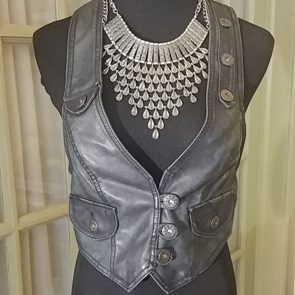 Last Kiss Steampunk Faux Leather Vest Size Medium - Picture 1 of 5